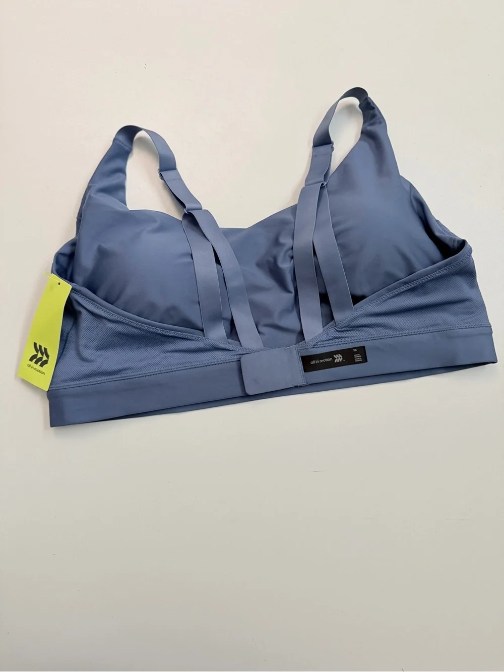All In Motion Sports Bra Effortless Support Lined Padded Adjustable Wicking Blue